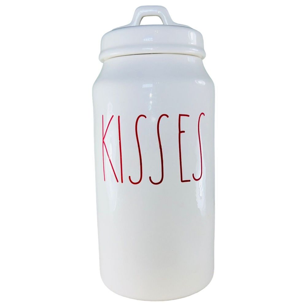 Rae Dunn KISSES Canister LL Cottage Core Farmhouse Love Gift Candy Jar New